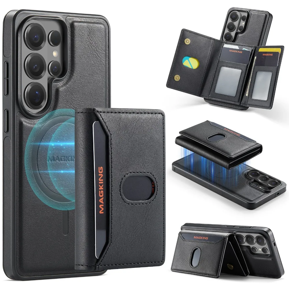 Magnetic 2 in 1 Detachable Wallet Card Holder Phone Case for Samsung Galaxy S26 Ultra S25 FE S24 Plus with Protective Cover