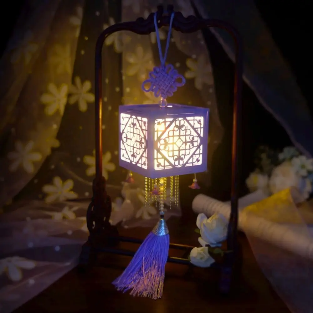 

With LED Light DIY Mid-Autumn Lantern Chinese Style Mid-Autumn Festival Handmade Lanterns Glowing Good Luck Home Decoration
