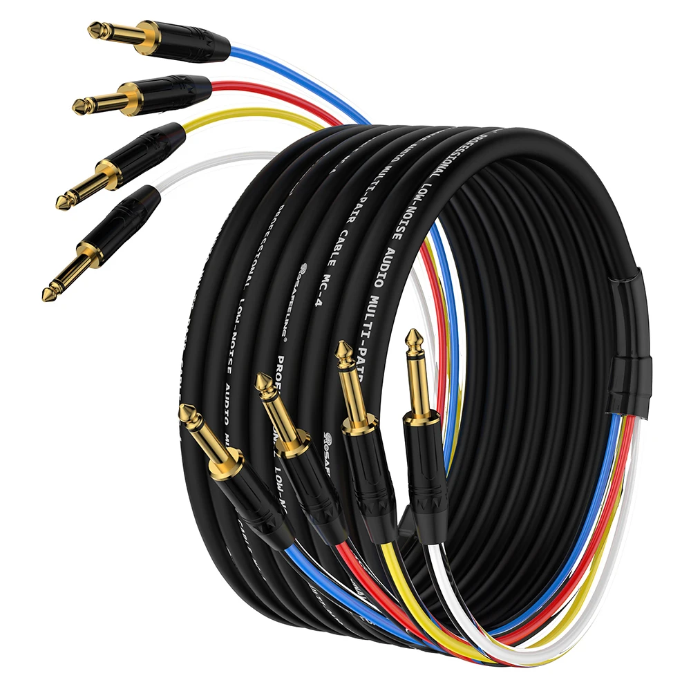 Multi-Media Audio Extension Cord 6.35mm 1/4'' Jack P10 Male to Male 2/4/6/8/12/16 Channel Ways 6.5MM Cable for Audio Equipment