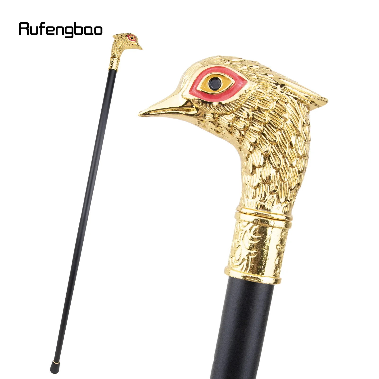 Golden Bird Head Red Eye Single Joint Fashion Walking Stick Decorative Vampire Cospaly Party Walking Cane Halloween Crosier 93cm