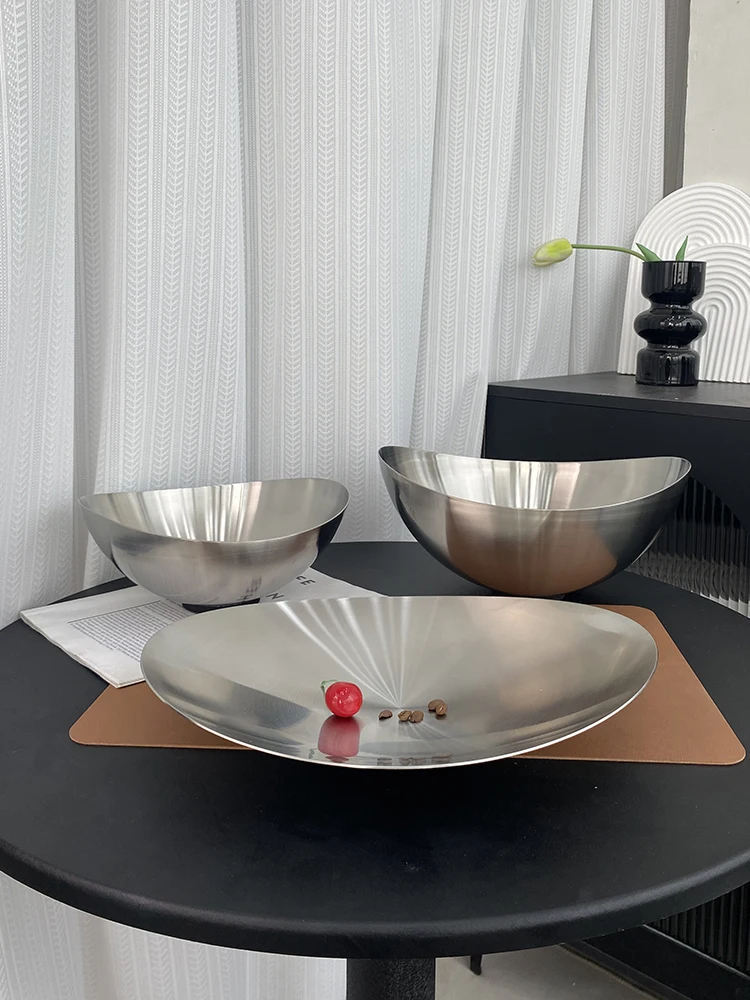 

mat Nordic Sle 304 Stainl Steel Fruit Tray Creative Luxury European Living Room Fruit Basket Modern Dining Table