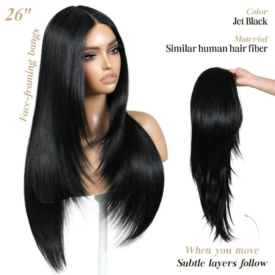 قبل قطع الدانتيل شعر مستعار بدون صمغ ارتداء والذهاب الباروكات السوداء للنساء الطبقات الاصطناعية الدانتيل شعر مستعار أمامي مع الانفجارات قبل قطعها 13x5x1 HD La #2