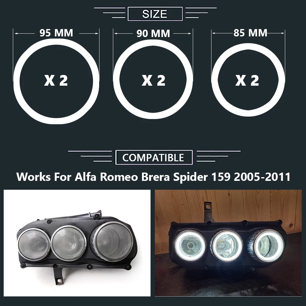 DRL Super Bright 6pcs Dual Color Car Styling for Alfa Romeo Brera Spider 159 2005-2011 Cotton LED Angel Eyes Halo Rings Day kit