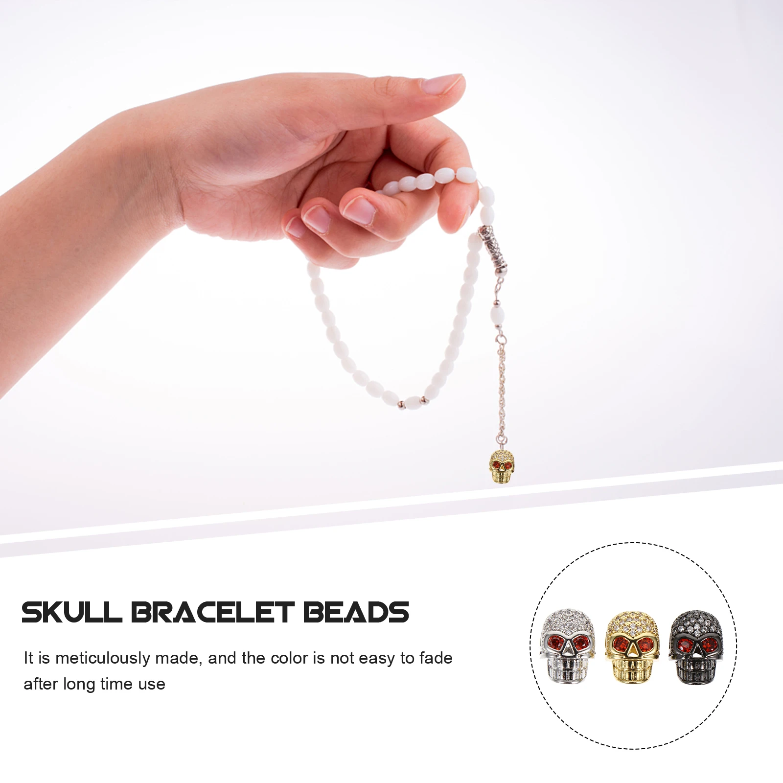 

12 Pcs Skull Bracelet Beads Bracelets Craft Jewelry DIY Decor Accessories Making Copper Spacer