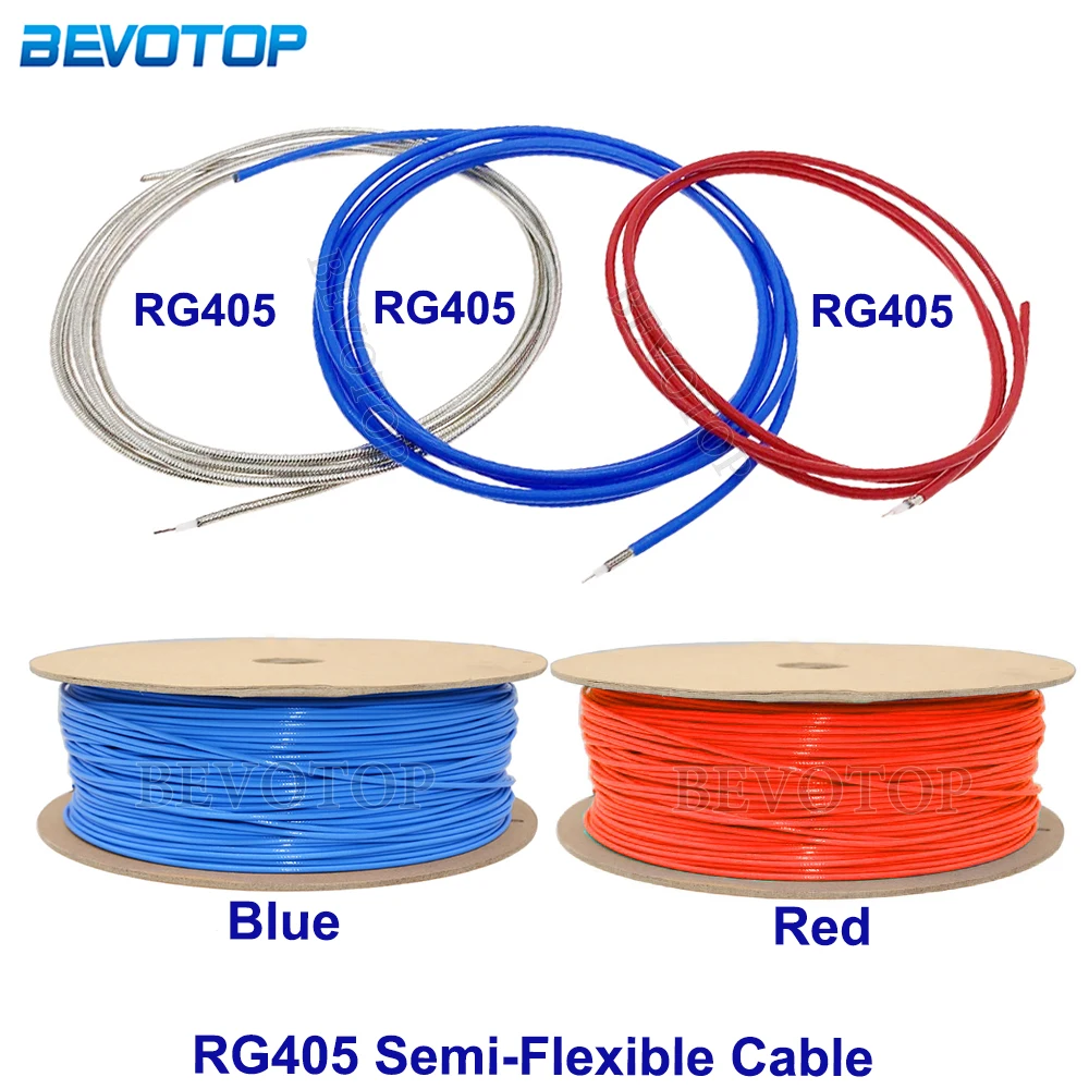 RG-405 Blue/Red/Silver Semi-Flexible RG405 Coaxial Cable High Frequency Test Cable 50ohm 086 RF Coaxial Cable Pigtail Jumper