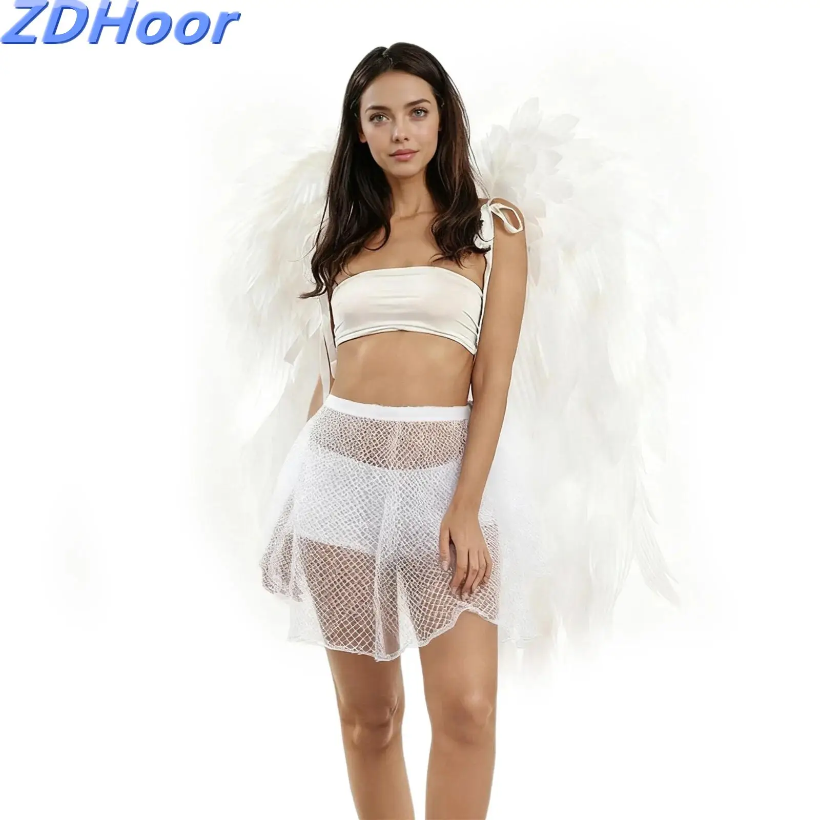 Simulated Feather Angel Wings Carnival Parties for Halloween Cosplay Dress Up Accessories for Adults