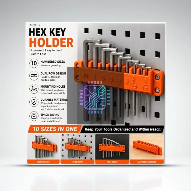Hex Socket Organizer Punch Free Wall Mount Tool Storage Rack Sturdy Plastic Pegboard for Home DIY Garage Workshop Storage
