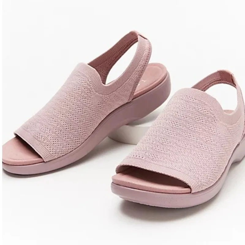 

Women Sandals Mesh Casual Ladies Wedges Shoes Solid Color Platform Slip-on Female Sandalias Soft Thick Bottom Zapatillas Mujer