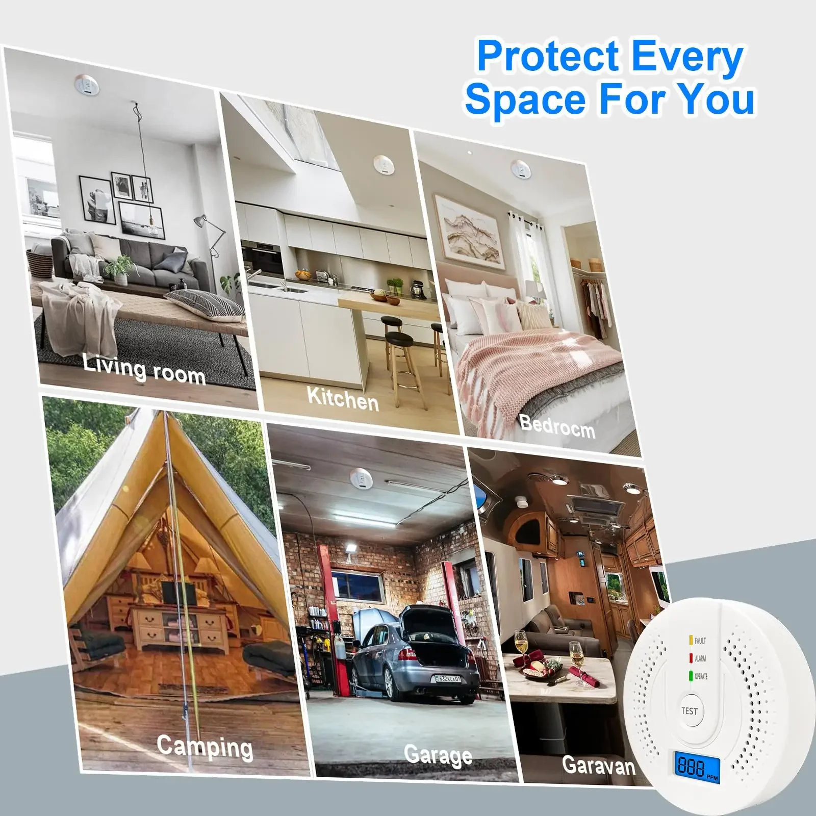 Carbon Monoxide Detector,Battery Operated High Accuracy CO Alarm Detector Monitor with Digital Display for Catering Home Kitchen