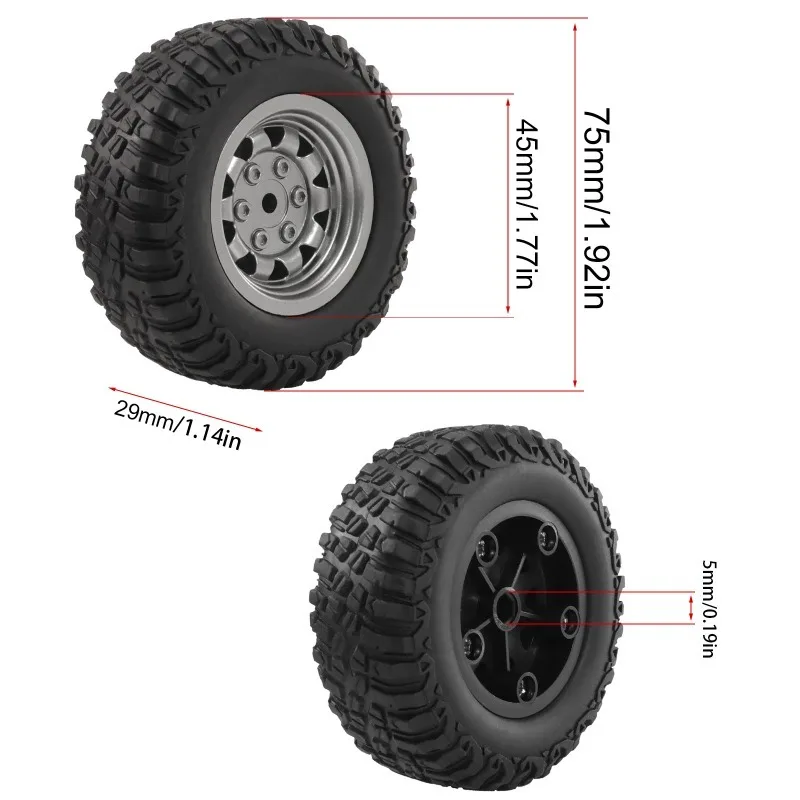 Opony RC 75mm 5mm Hex MN99S z gumy do MN98 MN82, WPL C24-1 B36 D12 C64 D74-1, tuning do samochodów terenowych, wysokowydajne opony RC