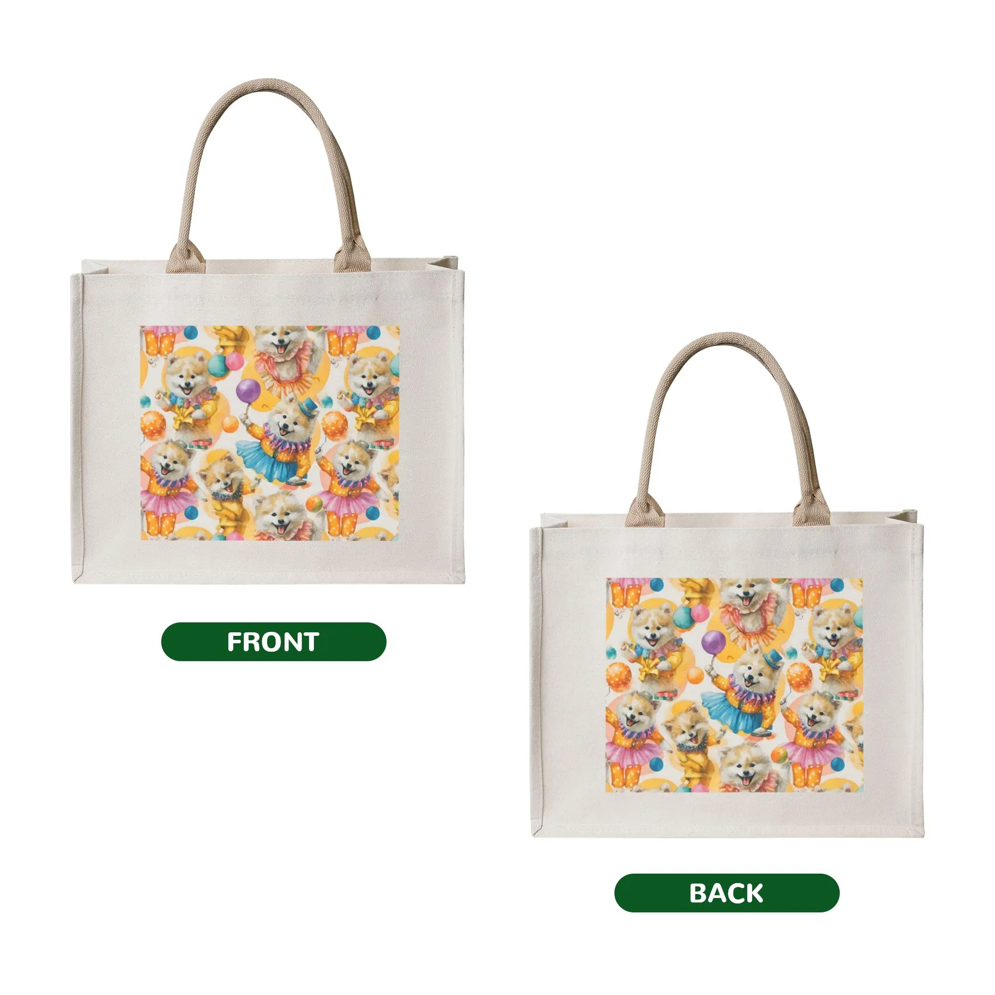 Custom Pomeranian Circus Aesthetic Pomsky Shopping Bags Women Portable Big Capacity Groceries Dog Lover   Tote Shopper Bags