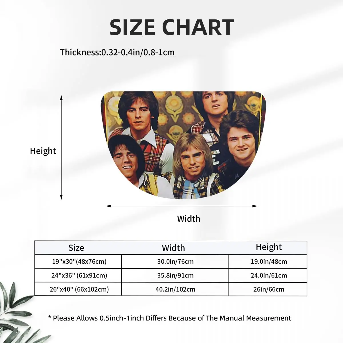 Band Bay City Rollers Music Rock Retro Vintage Soft Flannel Half Round Doormat Non Slip Bathroom Mat Absorbent Floor Carpet