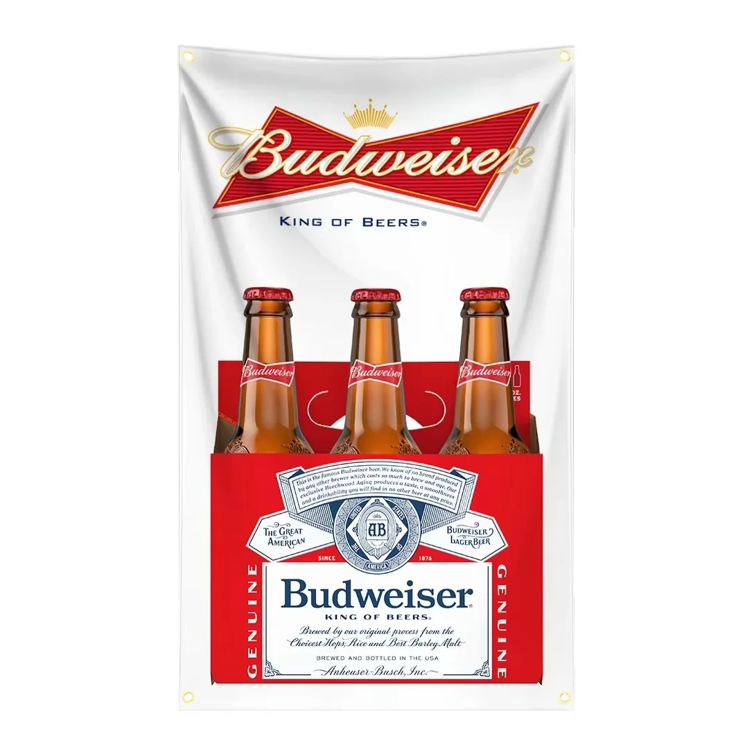 B-Budweisers King of Beers Flag Car Tapestry Polyester Digital Printing Banner for Garage Wall Art Out Door Decoration