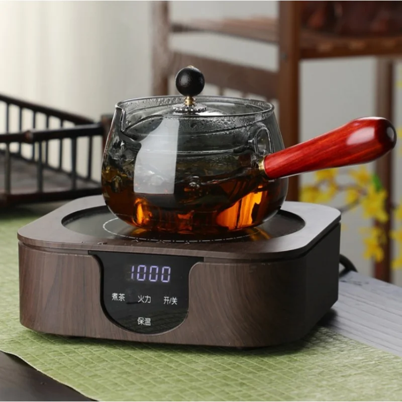 

Japanese Style High Borosilicate Glass Teapot 17oz Loose Leaf Pot Wooden Handle Steeper Spout Kettle Non Dripping