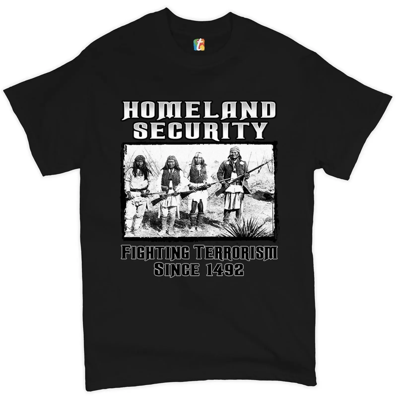 Homeland Security T Shirt Indian Indigenous Patriotic Men's vintage Washed designer clothes Casual Stretched Slightly