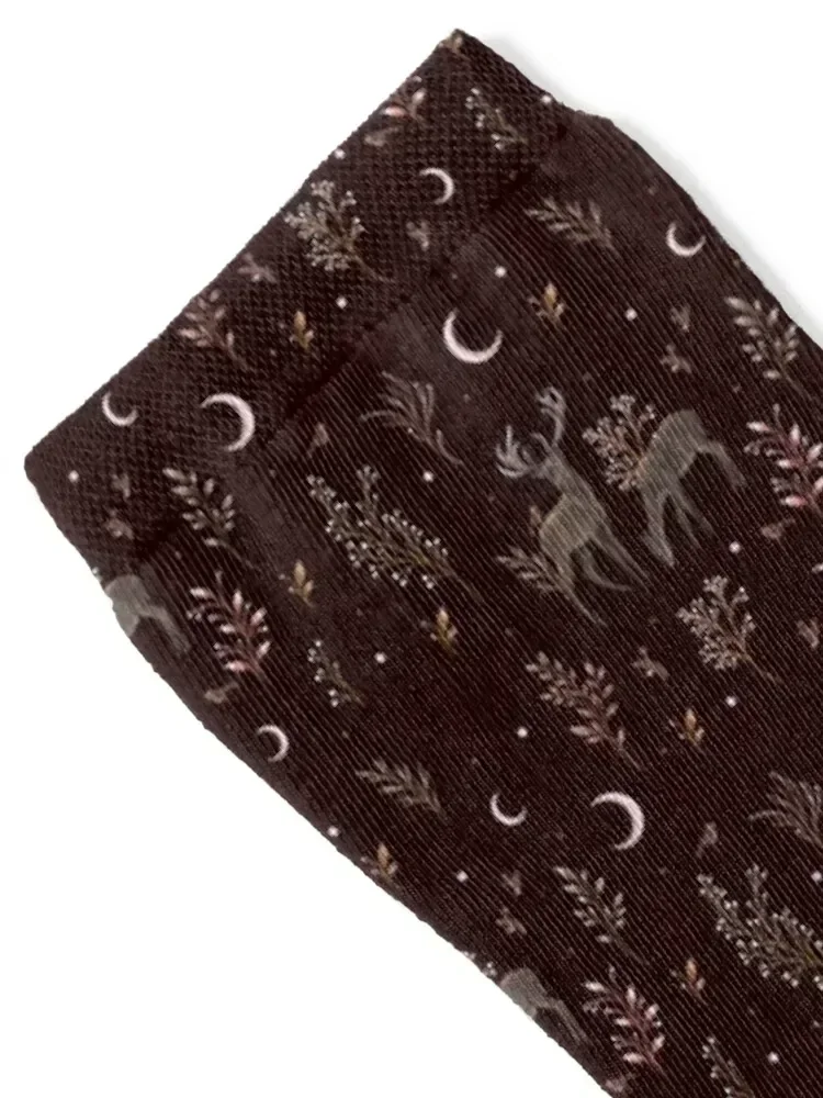 Deers in the Moonlight - Chocolate Brown Socks new in's basketball fashionable halloween Socks Women's Men's