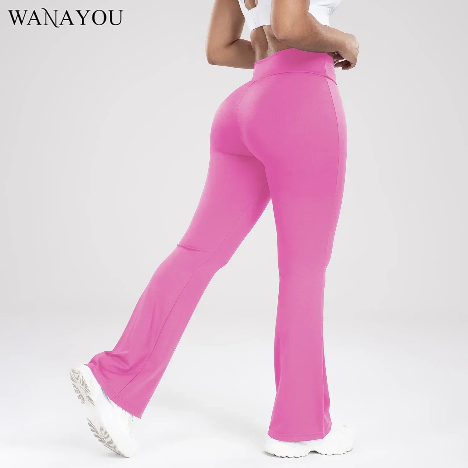 

WANAYOU Ladies' Sexy Flared Pants, Cross Waist Yoga Pants, Hip Lifting Sports Leggings, High Elasticity Exercise Pilates Pants