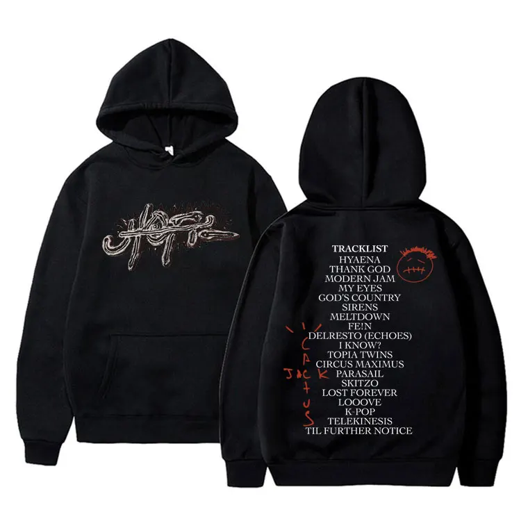 

Rapper Cactus Jack UTOPIA Music Album Double Sided Print Hoodie Men Hip Hop Fashion Hoodies Men's Vintage Oversized Sweatshirts