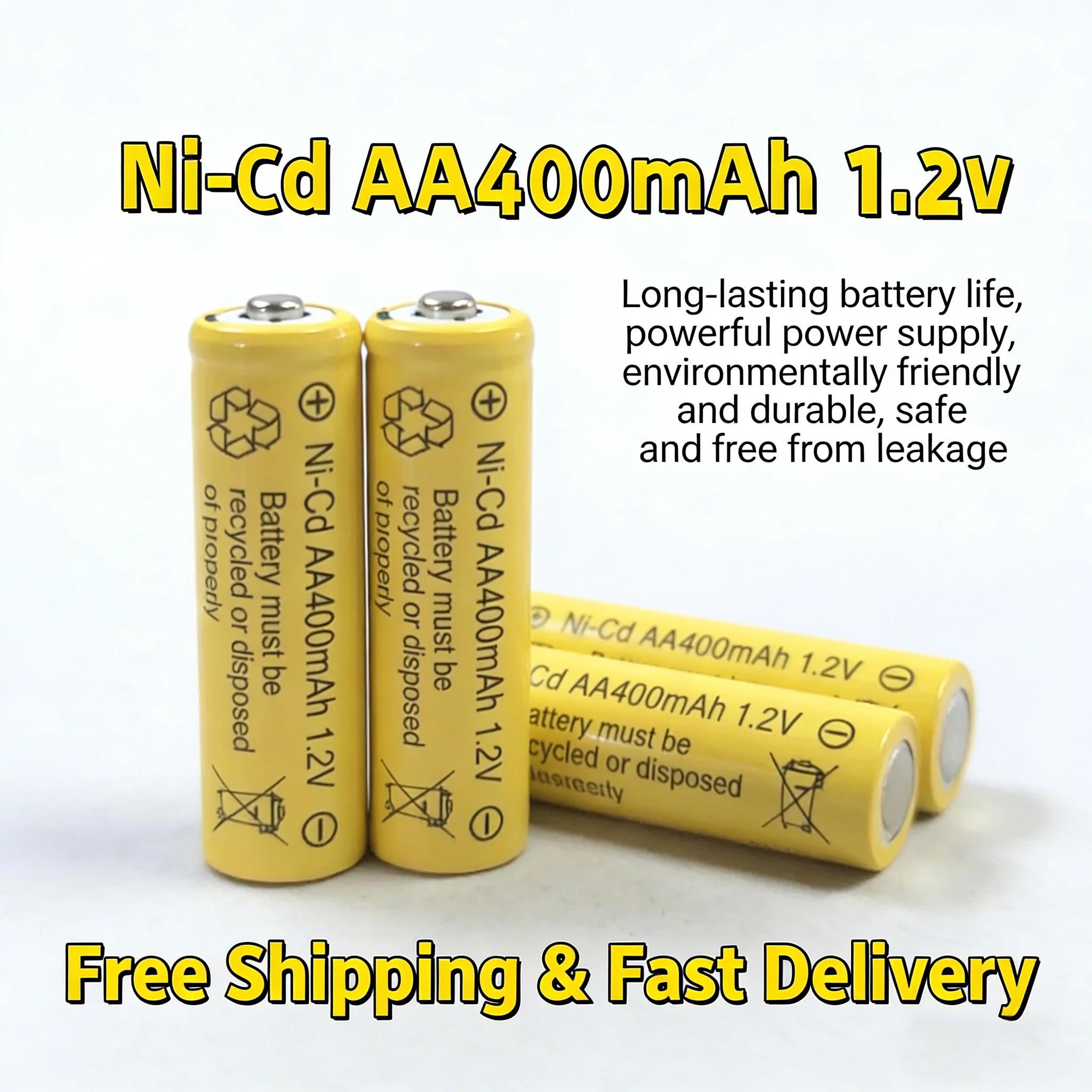 

1.2V AA NiCad 400mAh Rechargeable Batteries for Solar Powered Garden Lights Lawn Lamp Ni-Cd AA Cell 1.2 Volt