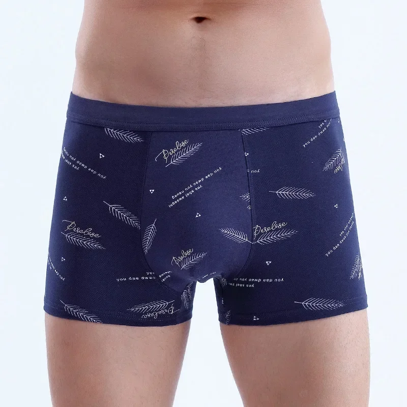 Cotton Underwear Monogram Printed Mid-waist Boxer, Breathable Men's Boxers, Comfortable Shorts for Men, COTTON Boxer for Men