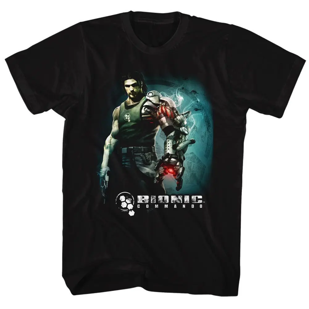 Bionic Commando Steam Arm Black Gaming T Shirt