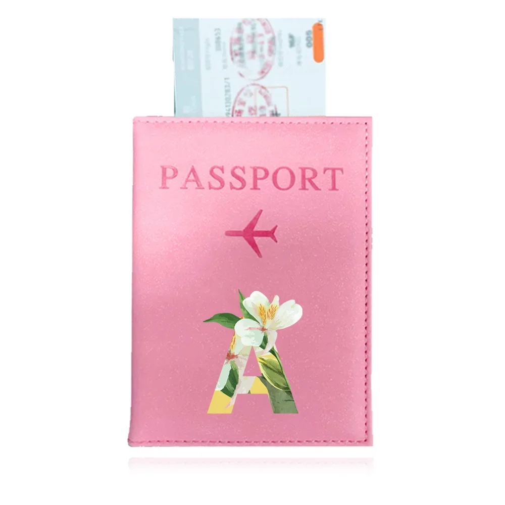 Hot Passport Cover PU Leather Card Case Travel Passport Holder Business Unisex Initials Floral Series Letter Pattern