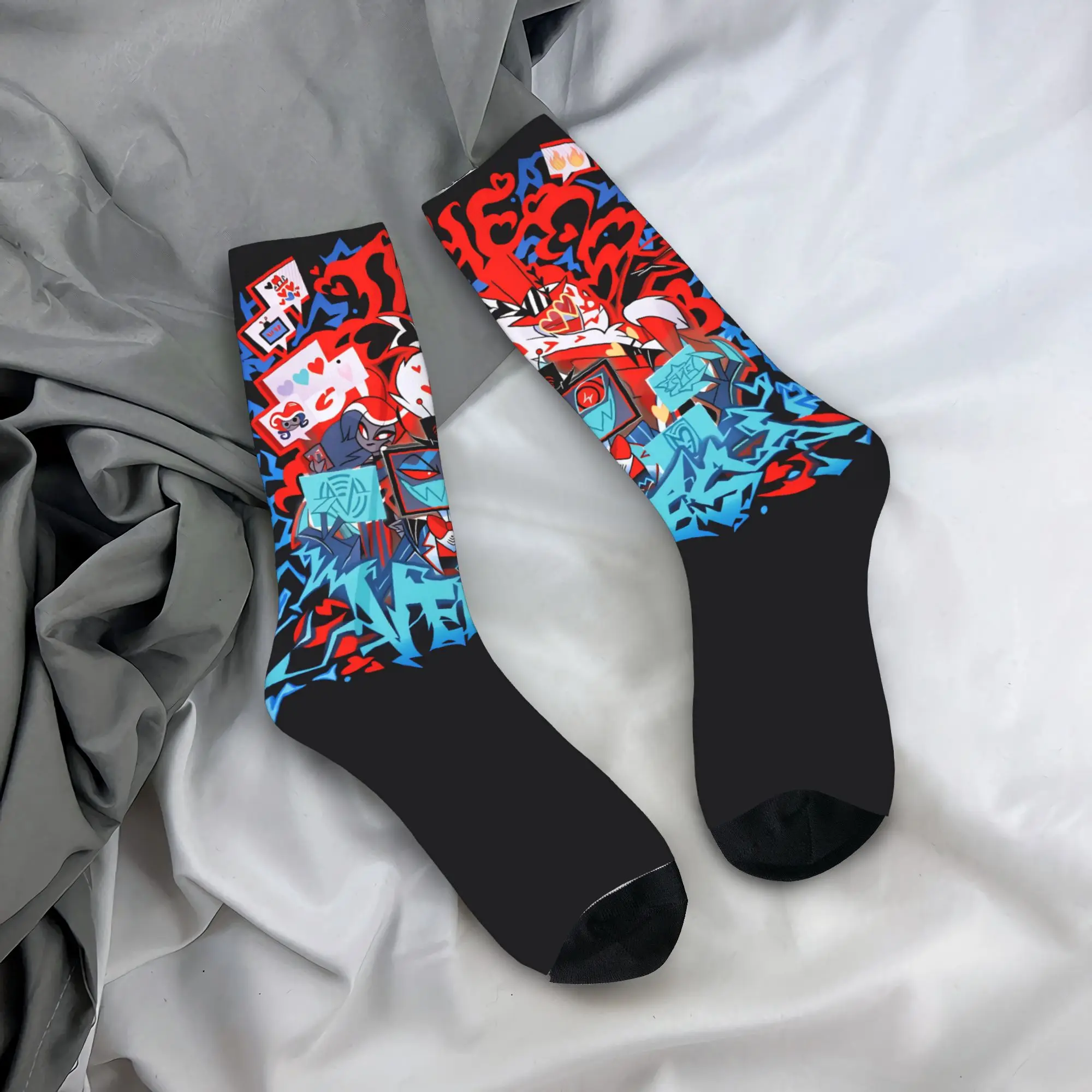 

Funny Anime Hazbined The Vees Socks Autumn Stockings Novelty Men Soft Socks Pattern Skateboard Anti Slip Socks