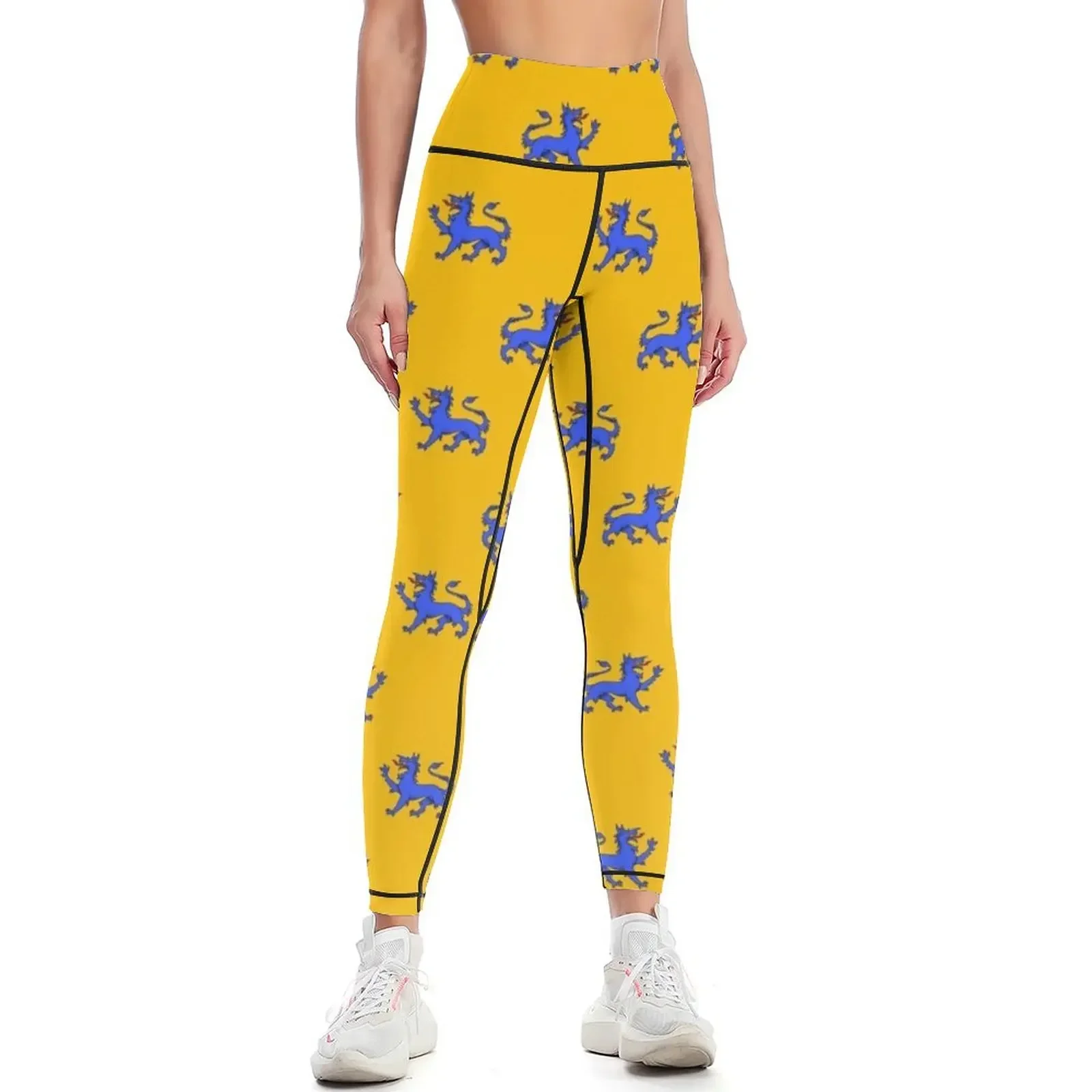 

Blue Tyger on gold Leggings sports for push up Sportswear woman gym Sports pants woman Women's tights Womens Leggings