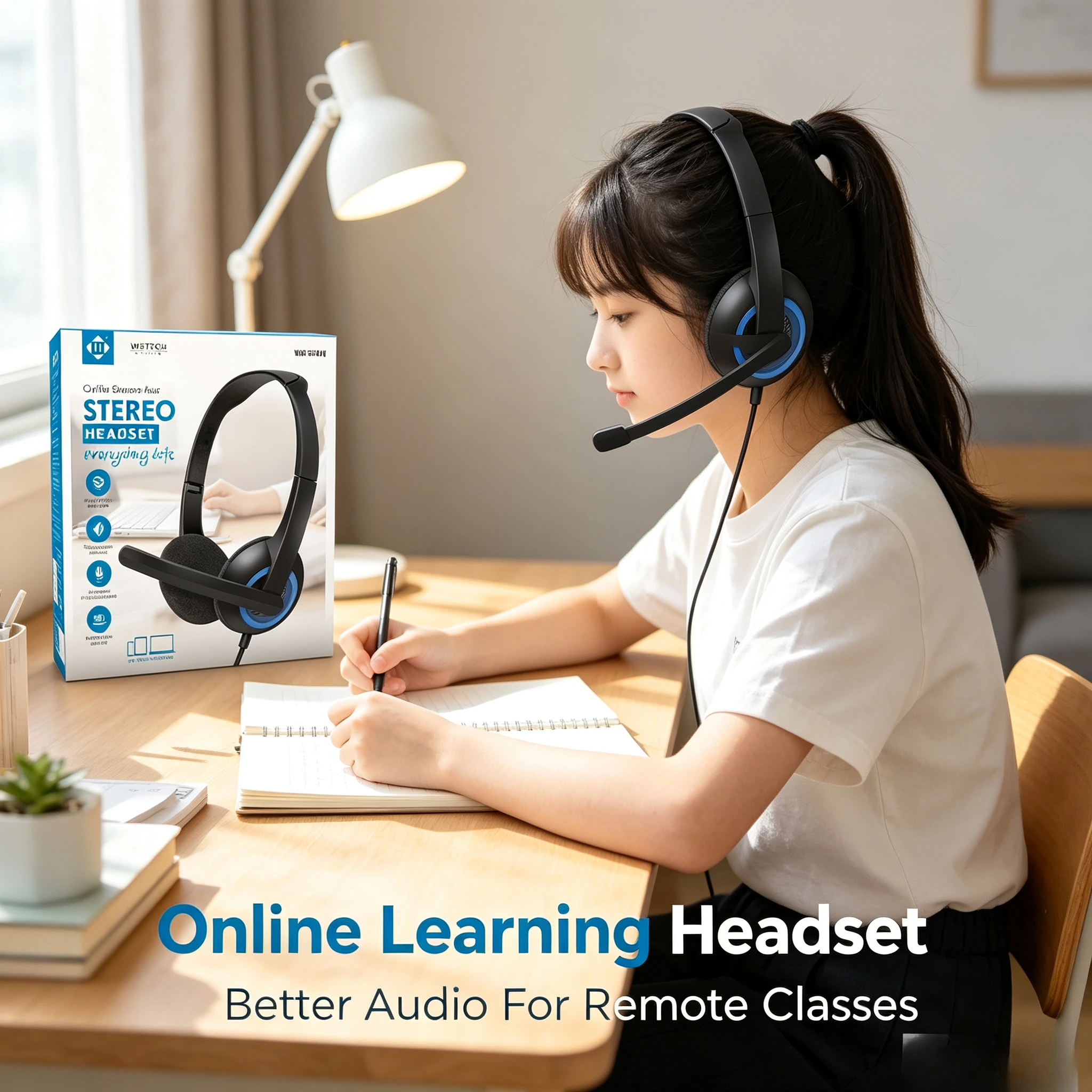 Cuffie stereo cablate con microfono, controllo del volume e design leggero, ideali per riunioni online, giochi e studio a casa.