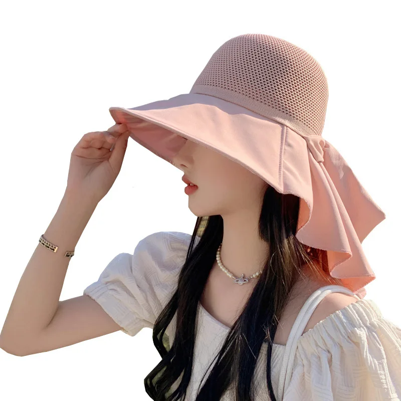 Summer hat for women travel sun protection sombreros para mujer para el sol mesh breathable shawl face protection sun hat