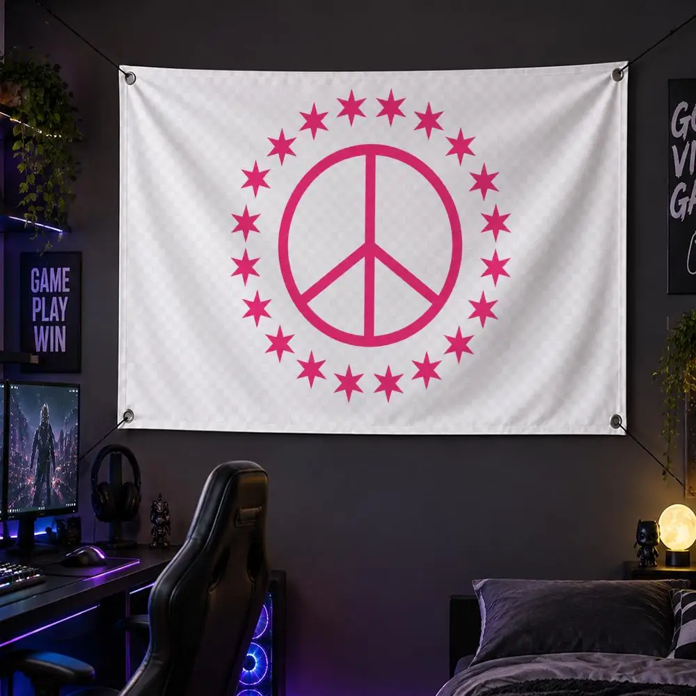 Holiday Peace Global W-World Day Of Peace Flags Banner Decor for Bedroom,Garden,Party,Club,Gaming Room,Garage Fan Gift