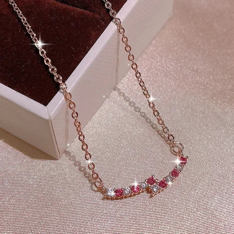 Huitan Bling  Cubic Zirconia Necklace Women Modern Fashion Design Chic Female Accessories Fancy Girl Gift Statement Jewelry