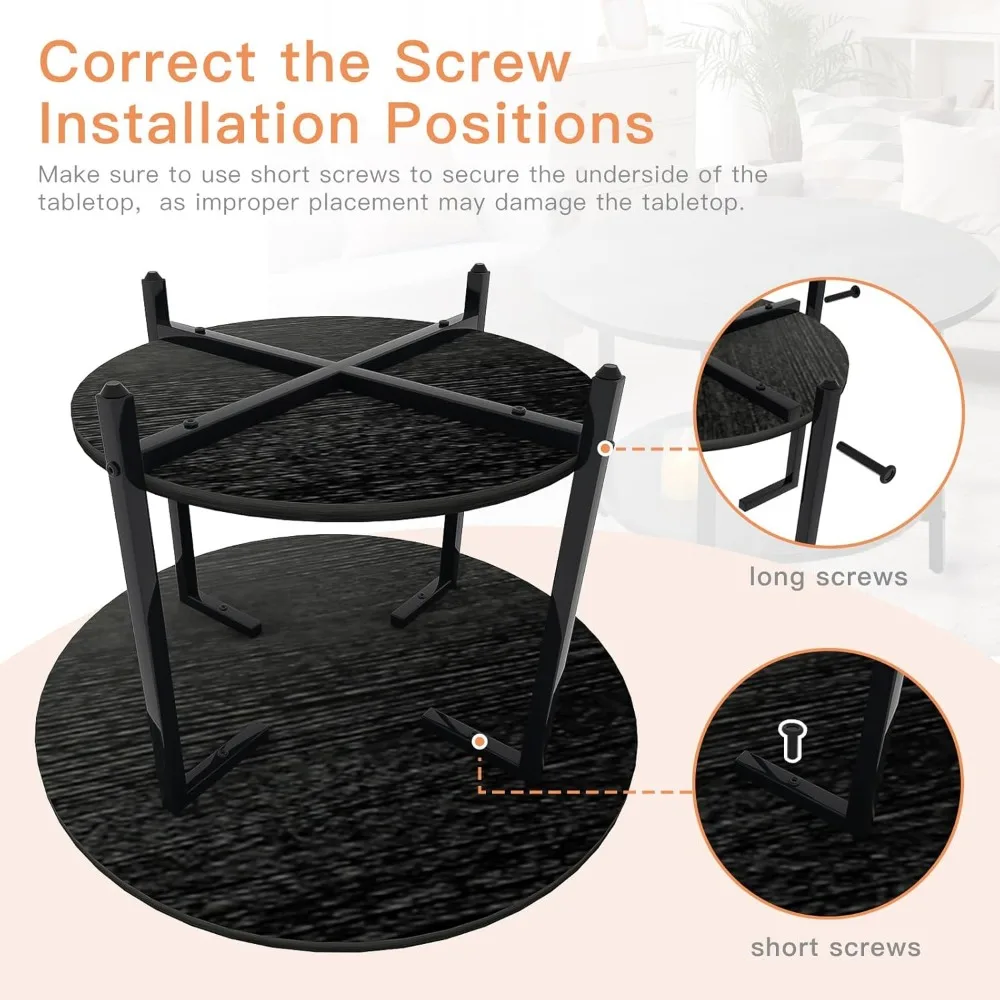 Coffee Table Round,  Circle Coffee Table with Storage Shelf, Wood Coffee Table Circular for Living Room,