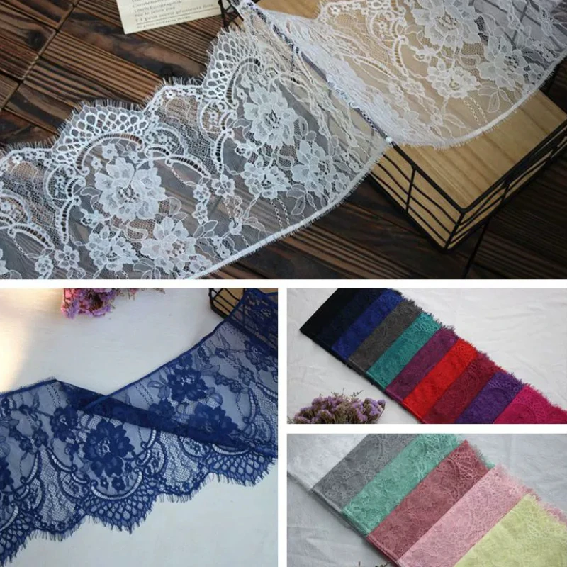 (3 Yards/batch) Colors Handmade Eyelash Lace Fabric Decoration Sewing Clothing Wedding Embroidery Home Embroidery Soft
