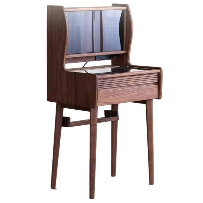 

Solid wood dresser black walnut small apartment retro bedroom desk small bedside makeup table