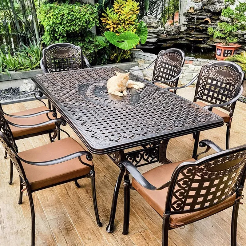 

Outdoor tables and chairs courtyard European-style villas outdoor garden tables and chairs cast aluminum sunscreen leisure terra