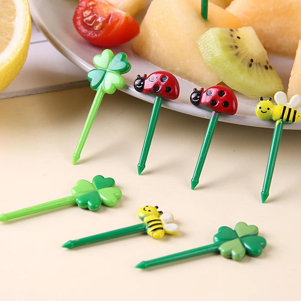 8/12Pcs Kids Fruit Picks Needle Stick Toothpicks Mini Creative Fruit Cake Dessert Food Forks Lunch Box Decor Bento Accessories