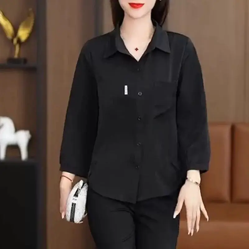 خريف موضة جديدة قميص فضفاض أنيق