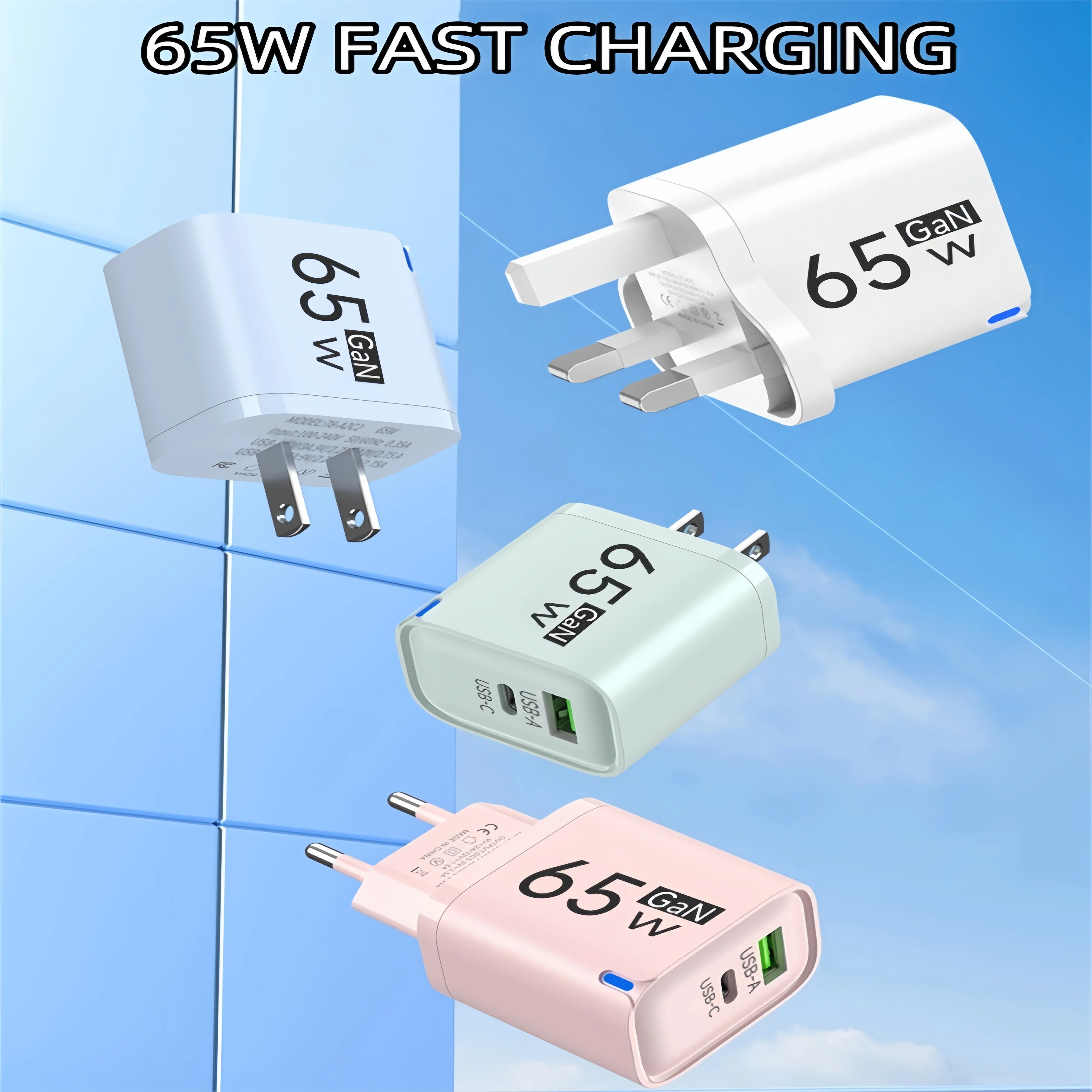 65W USB Fast Chargers GaN Quick Charger 3.0 USB Type-C Fast Charger For iPhone Samsung Xiaomi POCO PD USB-C Wall Charger Adapter image 6