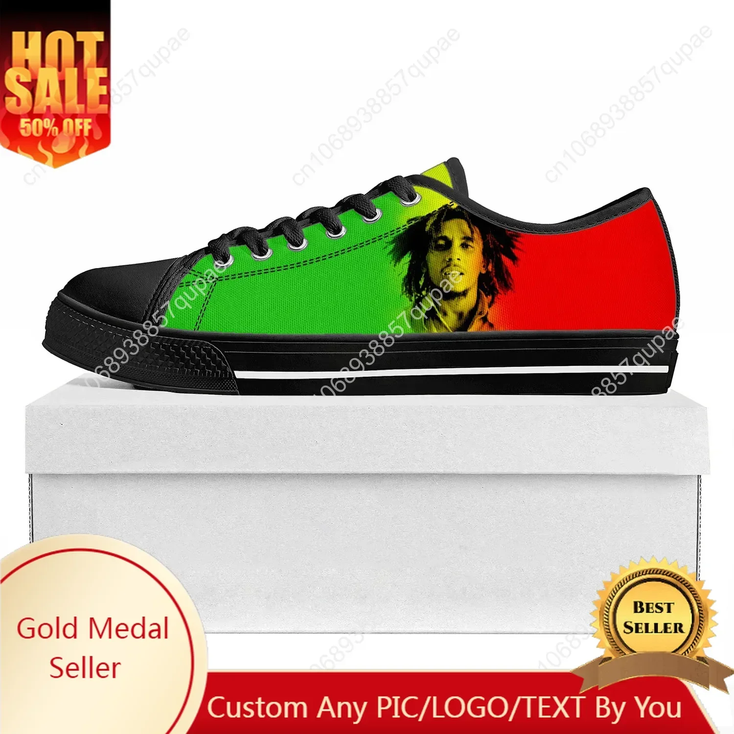 Reggae Rock Music Star Bob Marley Low Top High Quality Sneakers Mens Womens Teenager Canvas Sneaker Couple Shoes Custom Shoe