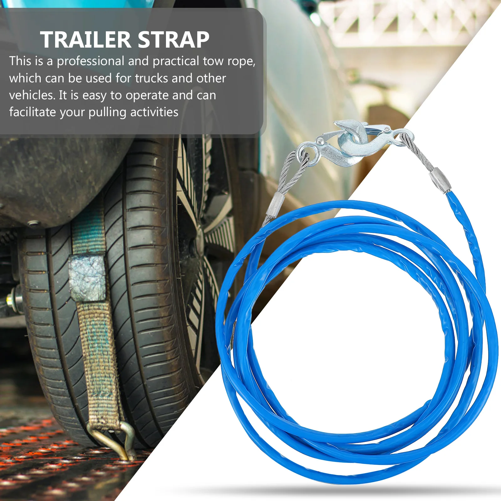 

1 pc Pvc Steel Wire Tow For Car Truck Rv Towing Steel Wire Tow Durable Rope Winch Rope Durable Winch Cable Cargo Strap