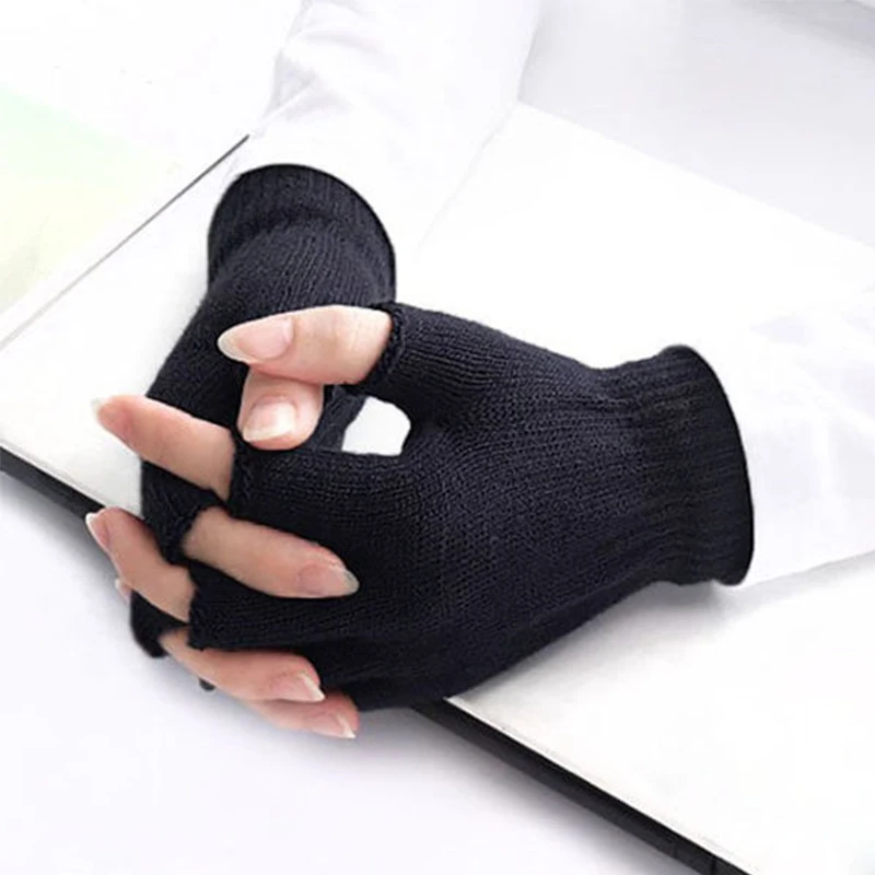 

Unisex Half Finger Fingerless Gloves for Women and Men Wool Knit Wrist Cotton Gloves Winter Warm Workout Gloves Cycling Gloves