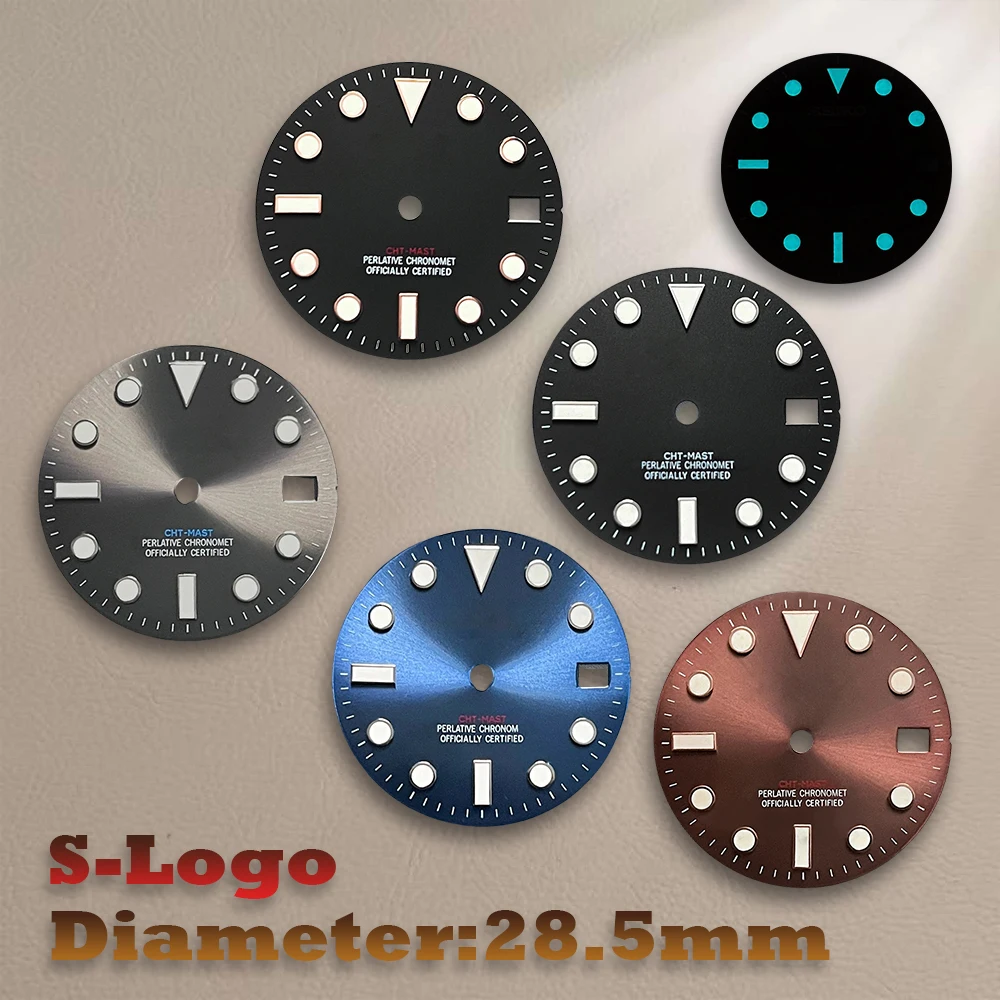 28.5mm High Quality S Logo Nh35 SUB Dial Blue Luminous Suitable For NH36 Movement Watch Modification Accessories repair Parts