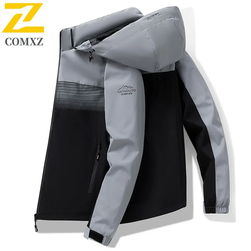 

COMXZ 2025 Men Jacket Autumn Lightweight Outdoor Camping Hunting Fly Fishing Hooded Windbreaker Jackets Korean Style Casual Coat