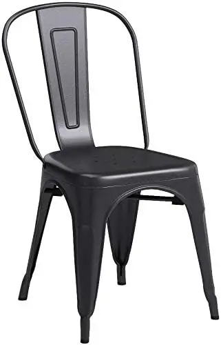 Juego de comedor de 4 sillas para interiores y exteriores, patio, cocina, metal, altura de asiento de 18 pulgadas, silla de restaurante Me