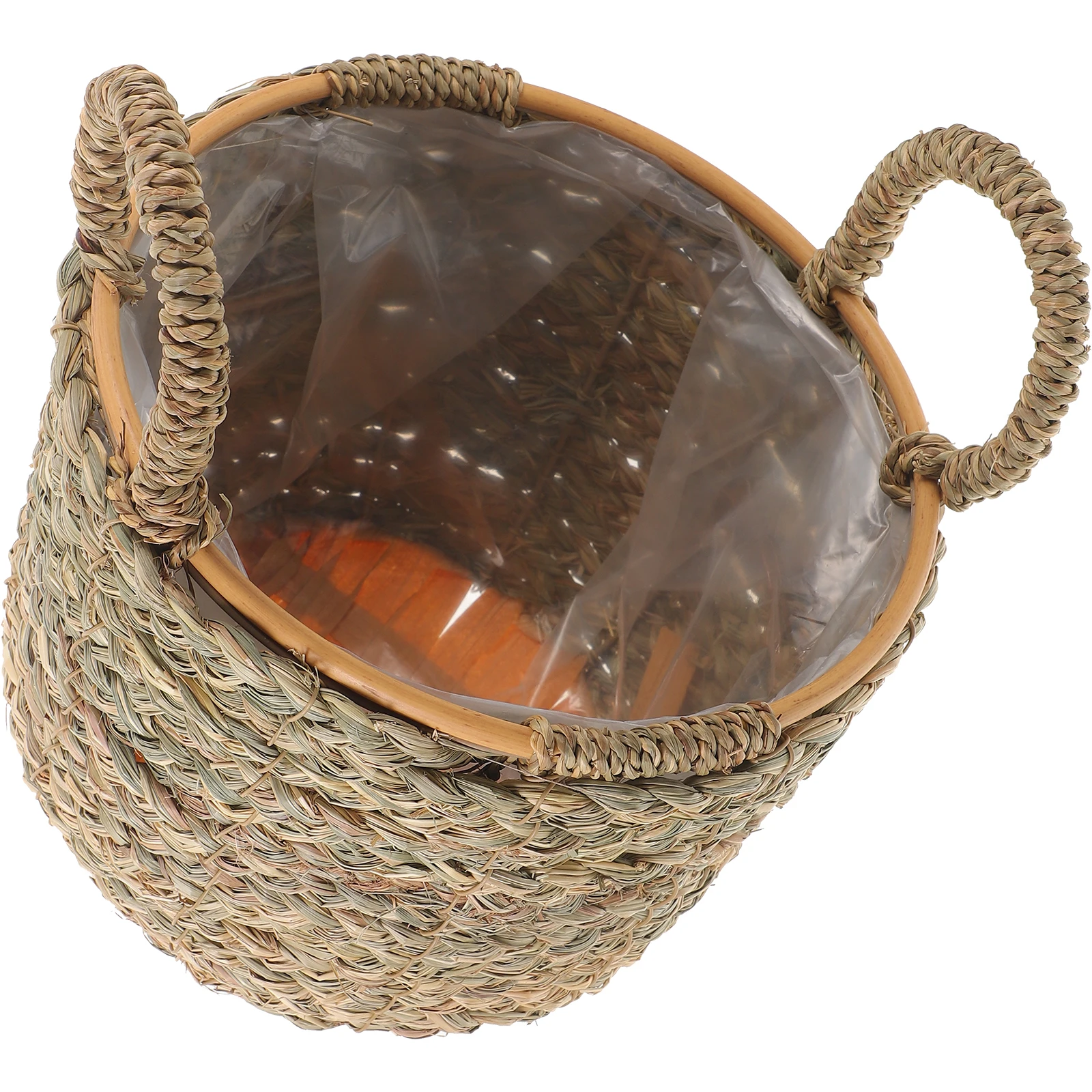 

Тканая корзина для хранения растений, декоративная цветочная кашпо, домашние корзины в деревенском стиле, домашний декор, ganizer, соломенный маленький зеленый цвет