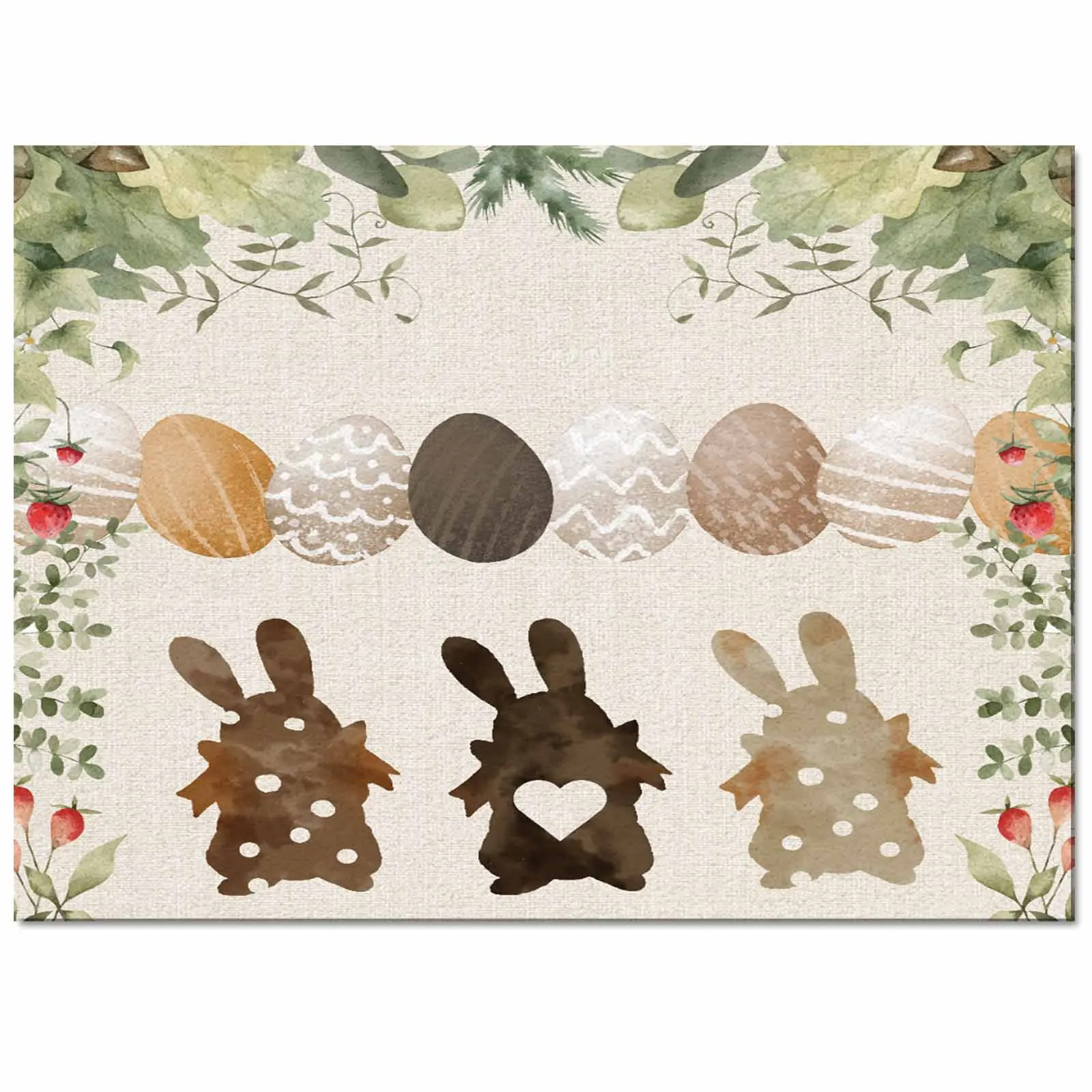 Easter Rabbit Flower Plant Leaf Easter Egg Living Room Floor Mat Children's Bedroom Bedside Carpet Kitchen Door