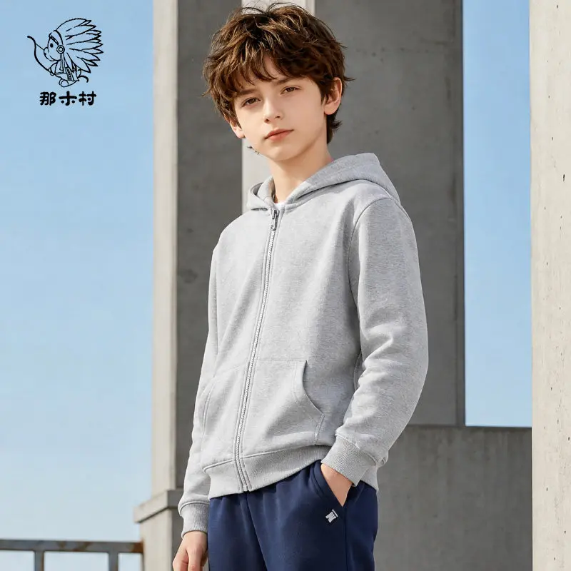 Cotton Coat with Hood, Spring-autumn New Style Sport and Casual Top, Large Size for Middle-aged Children, Zipper Hooded Shirt