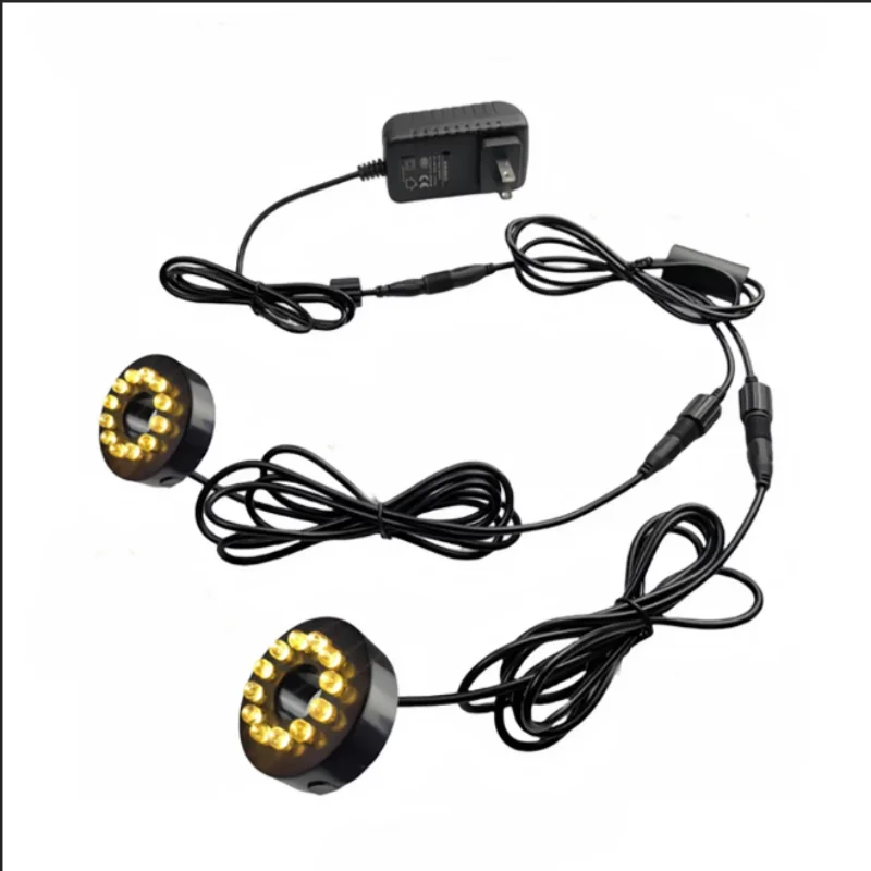 2X with Adapter 12-LED 12V Pond Lights Fountain Lighting Underwater Flood Landscape Garden Outdoor Submersible Water Lights