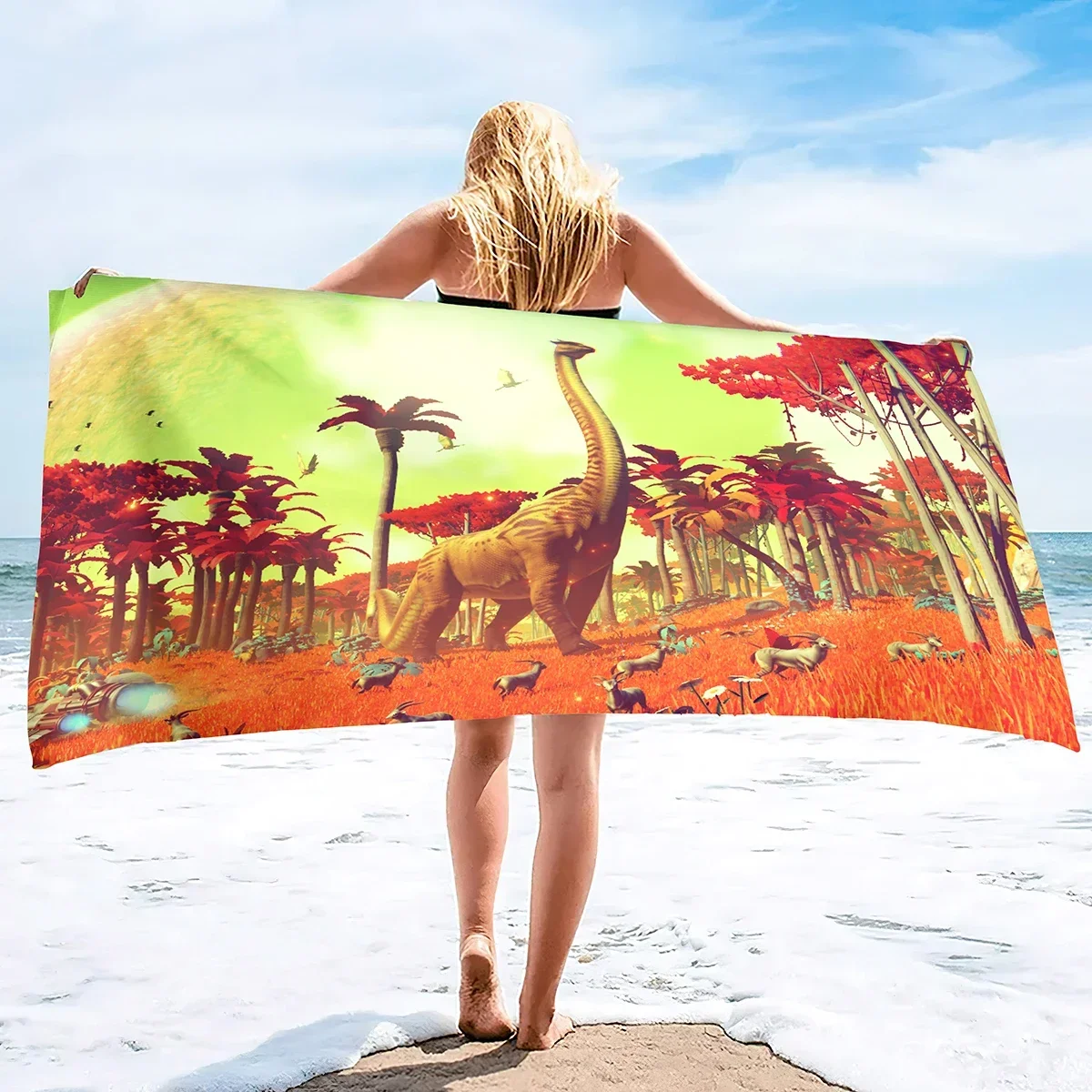 Dinosaur Beach Towel Camping Towels for Boys Kids Quick Dry Ultra Absorbent Super Soft Beach Blanket Pool Travel Shower Towel